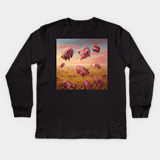 Pigs can Fly . Kids Long Sleeve T-Shirt